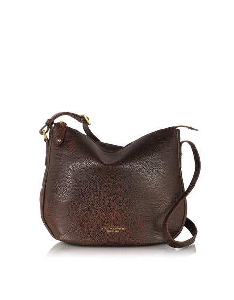 dark brown leather shoulder bag women's